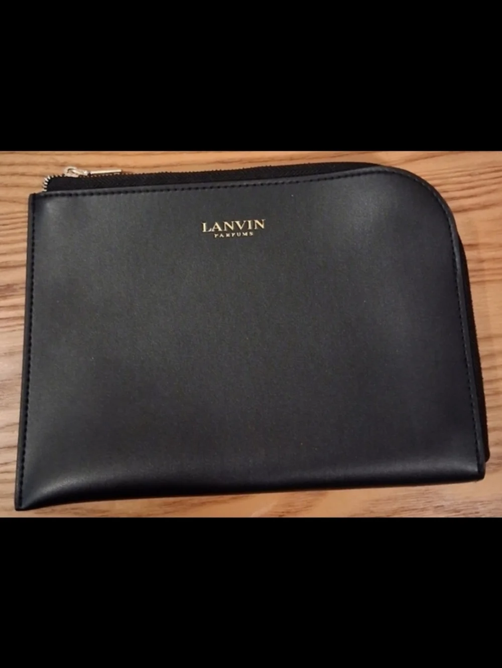 EUC Lanvin Turkish Airline Black & Brown Travel Cosmetic Makeup Beauty Pouch Bag